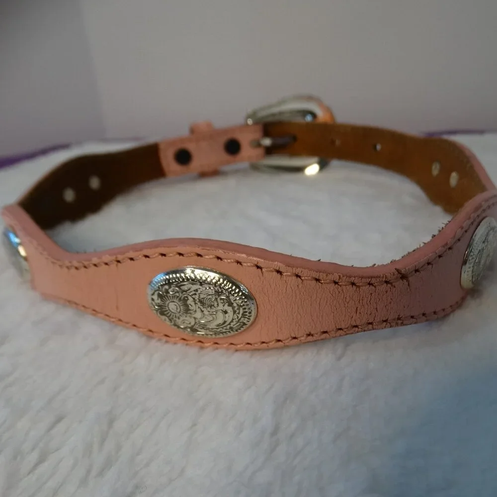 Silver Creek Classics Pink Leather Girl Size 20 Floral Silver tone Conchos